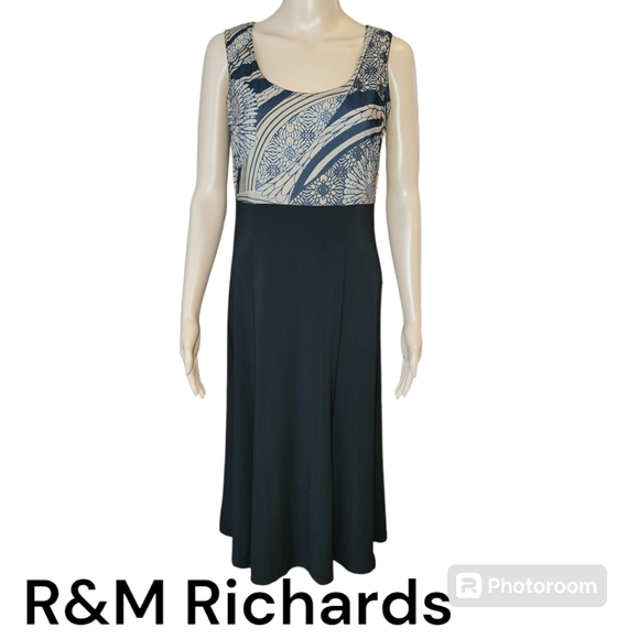 R & M Richards Petite women's jacket dress set, 10P, Black/Tan, GUC - Picture 4 of 9